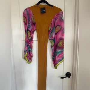 Forever 21 Mama Made USA new w tags reworked S body con dress floral bell sleeve